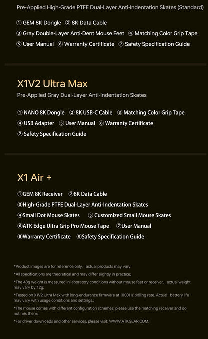 ATK Blazing Sky X1V2/X1 Air+ Wireless Mouse Dual Mode Paw 3950ultra 8k Return Rate Custom Ergonomics E-Sport Gaming Ofiice Mouse