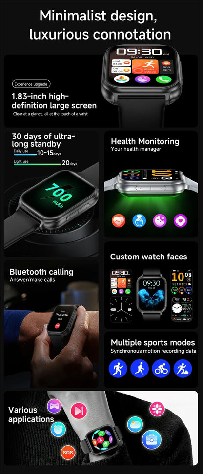 New Bip 6 Pro Smart Watch Men Outdoor Sports Fitness Track IP68 Waterproof Heart Rate BT Call 700 mAh Battery Smartwatches Women