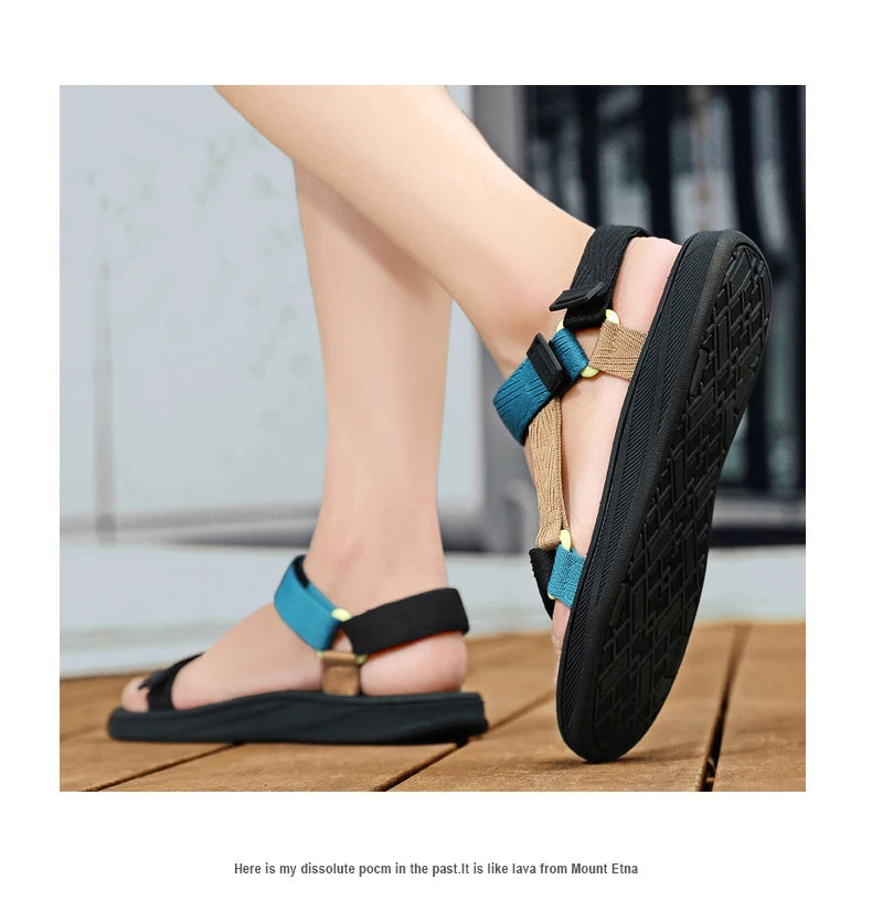 Black Men's Outdoor Casual Arch Support Sandals Anti-Slip Breathable Beach Holiday Sports Sandals for Summer Walking Size 40-45
