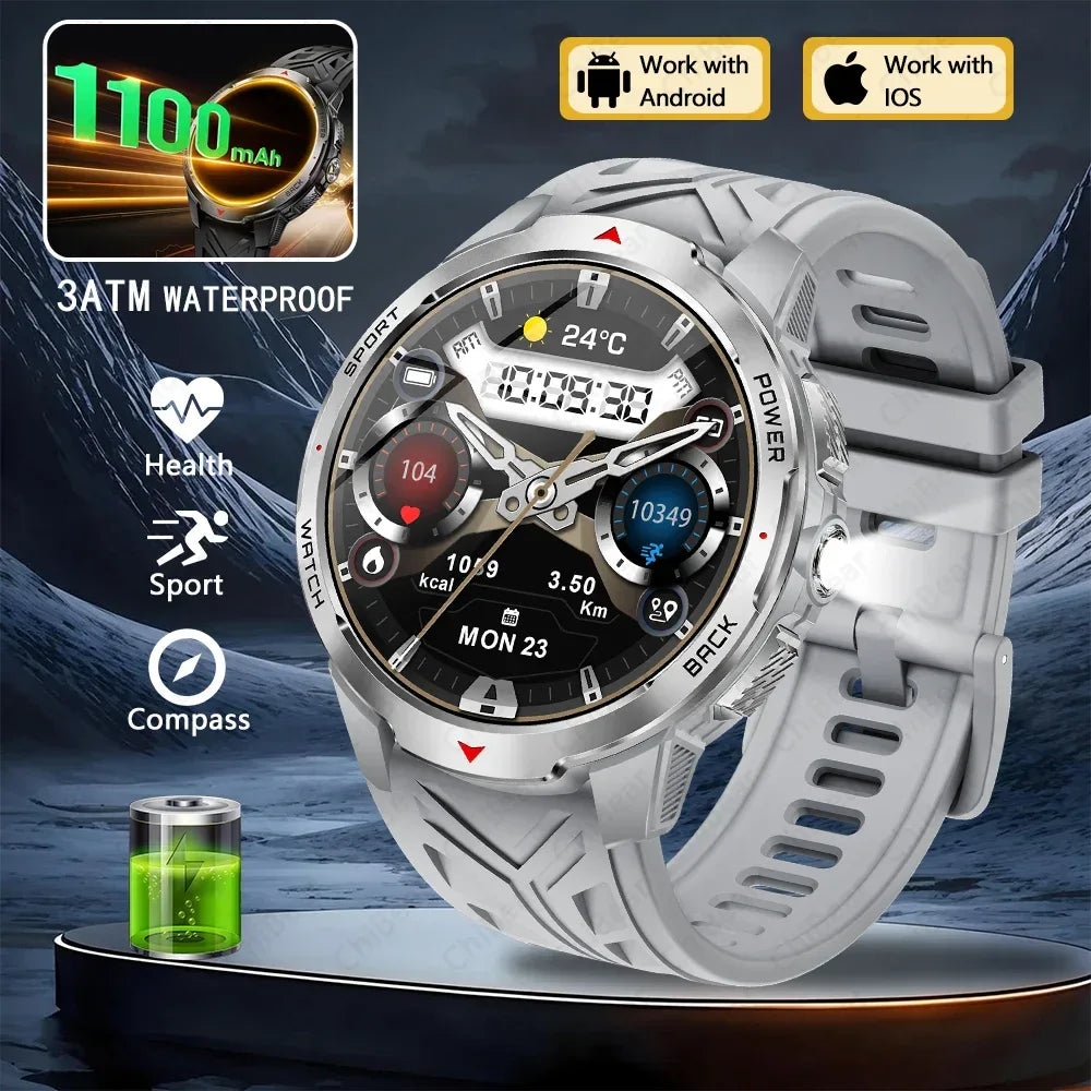 New T-Rex3 Pro 1100mAh Battery Smart Watch Men Compass 5ATM Waterproof Bluetooth Call Heart Rate Sports Run tracker Smartwatch