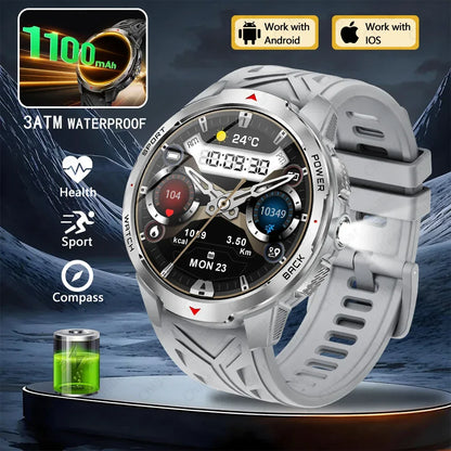 New T-Rex3 Pro 1100mAh Battery Smart Watch Men Compass 5ATM Waterproof Bluetooth Call Heart Rate Sports Run tracker Smartwatch