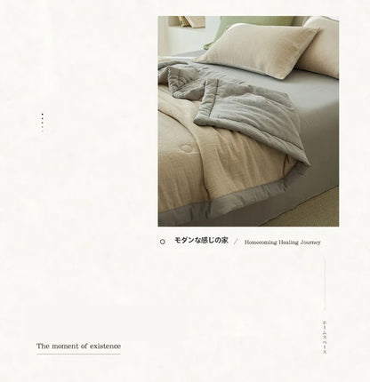 Japanese Double-Layer Yarn Summer Quilt High-Quality Two-Tone Soybean Thin Quilt Skin-Friendly Cooling Comfort for Single Double