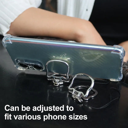 2 in 1 Mobile Phone Lanyard Wrist Pendant Cute Cat Folding Cellphone Kickstand Hoder Stands Anti-fall Handheld Rope Straps