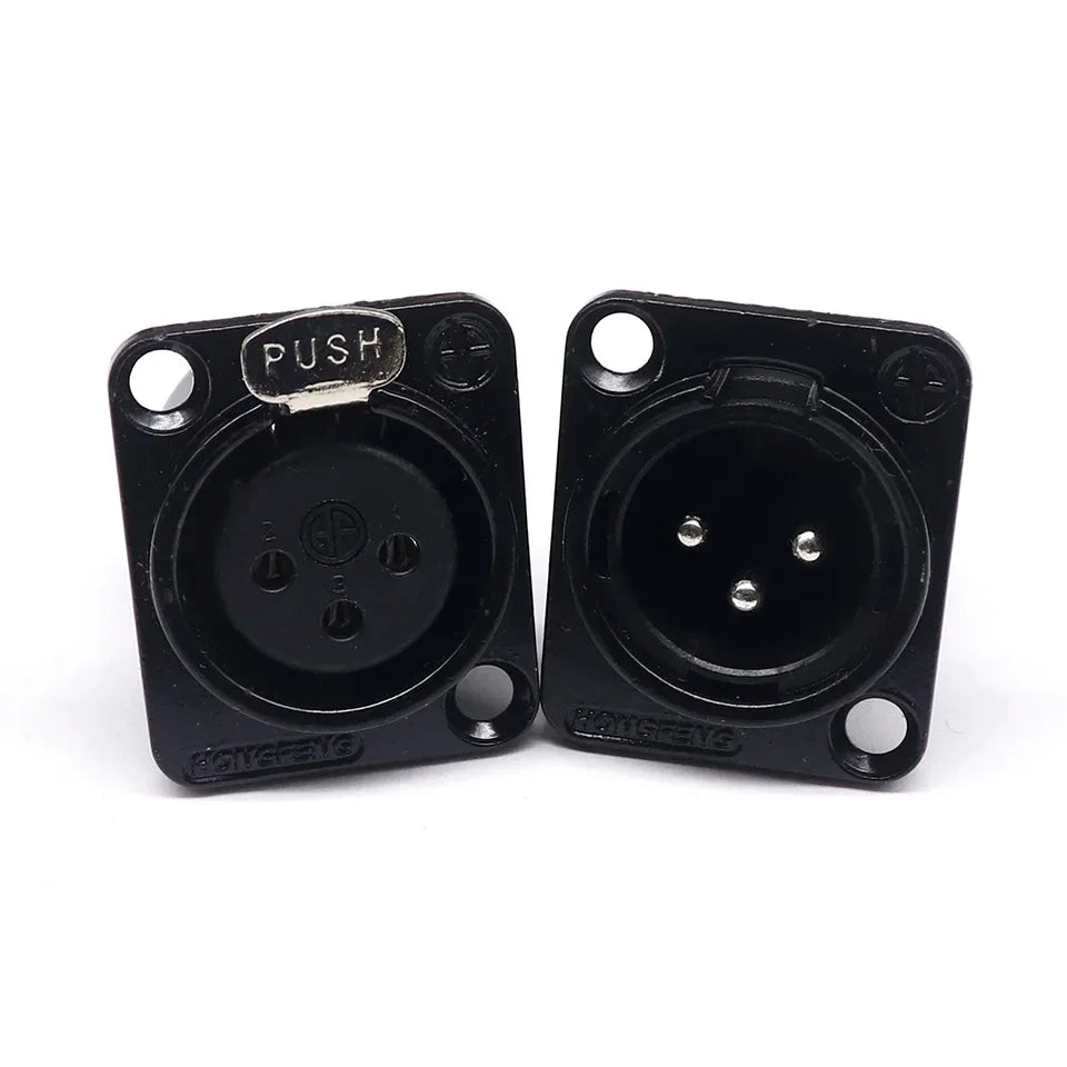 3pin black HF XLR connector 3pin D male female audio microphone socket for 86 panel YS145 YS146 YS145BG YS146BG