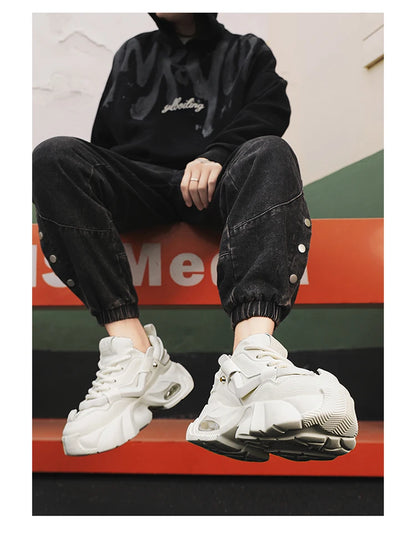 Spring Retro Brown Sneakers Men's Shoes 2025 Chunky Casual Sneakers for Men Comfortable Leather Mens Shoes Trainers basket homme