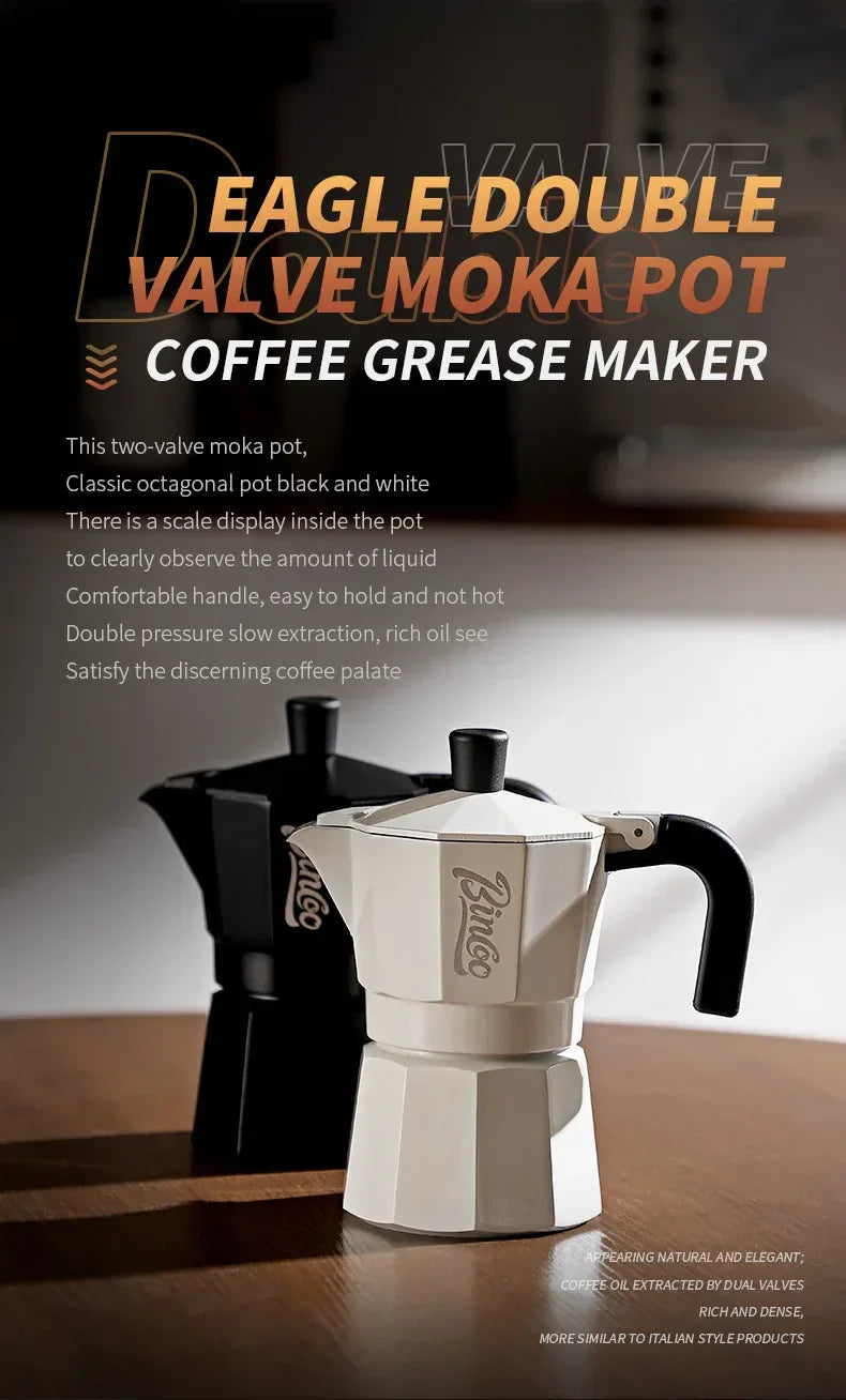 Bincoo Double Valve Moka Pot Coffee Espresso Machine Electric furnace Hand Brewed Coffee Italian Home Outdoor Barista Tools 220V