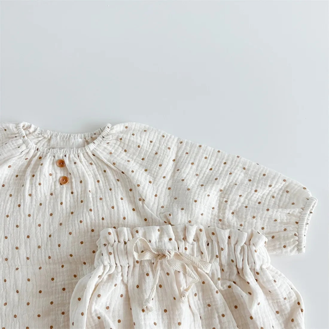 2024 Spring Newborn Floral Print Cotton Long Sleeve Tops+Shorts 2pcs Boy Girl Baby Loose Dots T-shirt Set Thin Infant Tees Suit