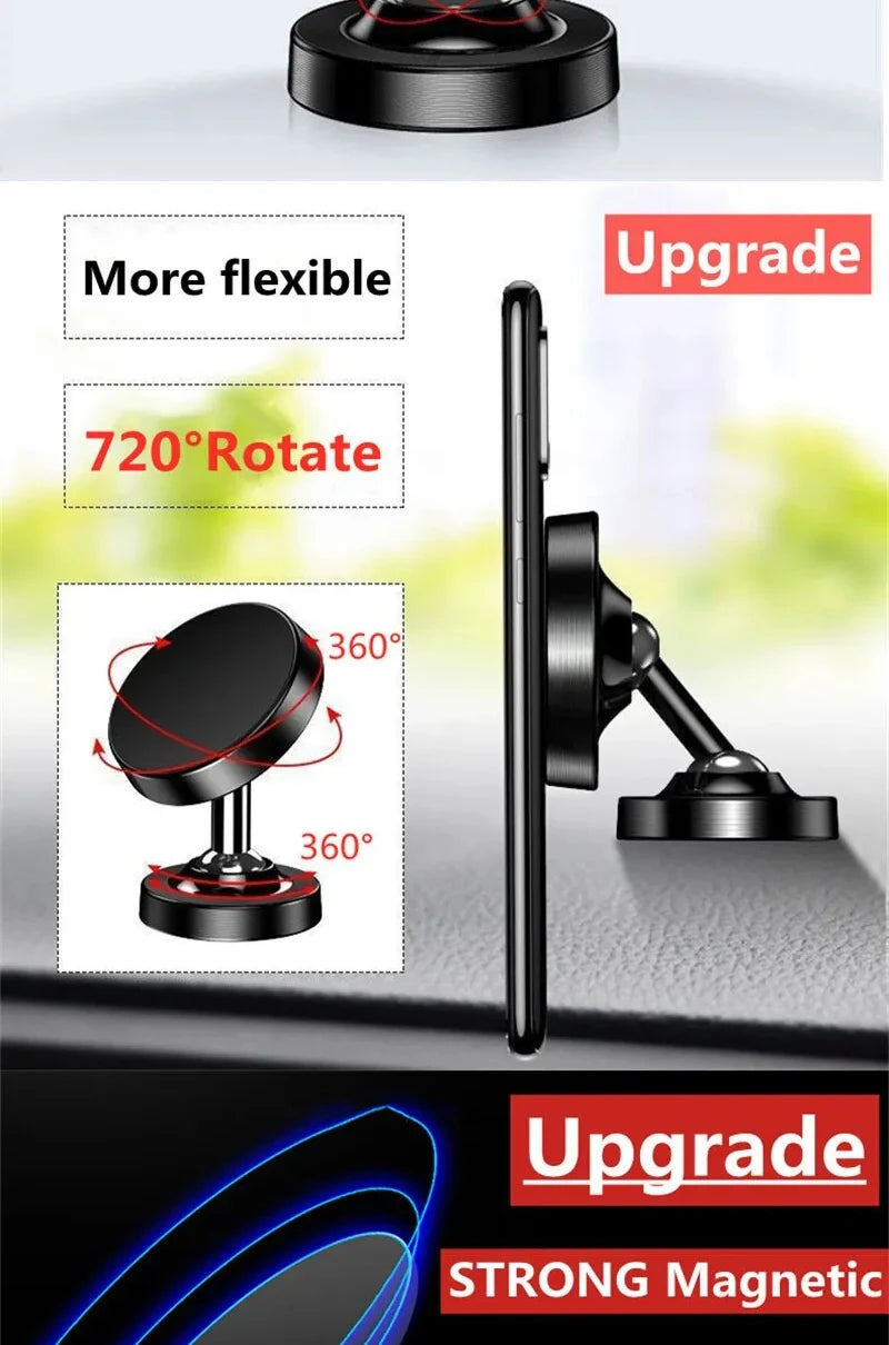 Creative Dual Axis Alloy magnetic car bracket 720 ° rotation Double ball magnetic phone holder for Any model phone