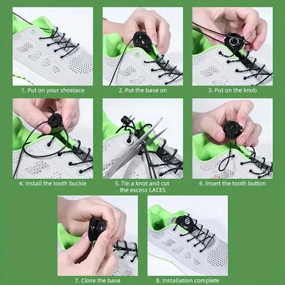 1Pair Automatic Shoelaces Without Ties Install Simple Swivel Buckle Laces Thick Rope Tennis Sneakers Shoelace Shoe Accessories
