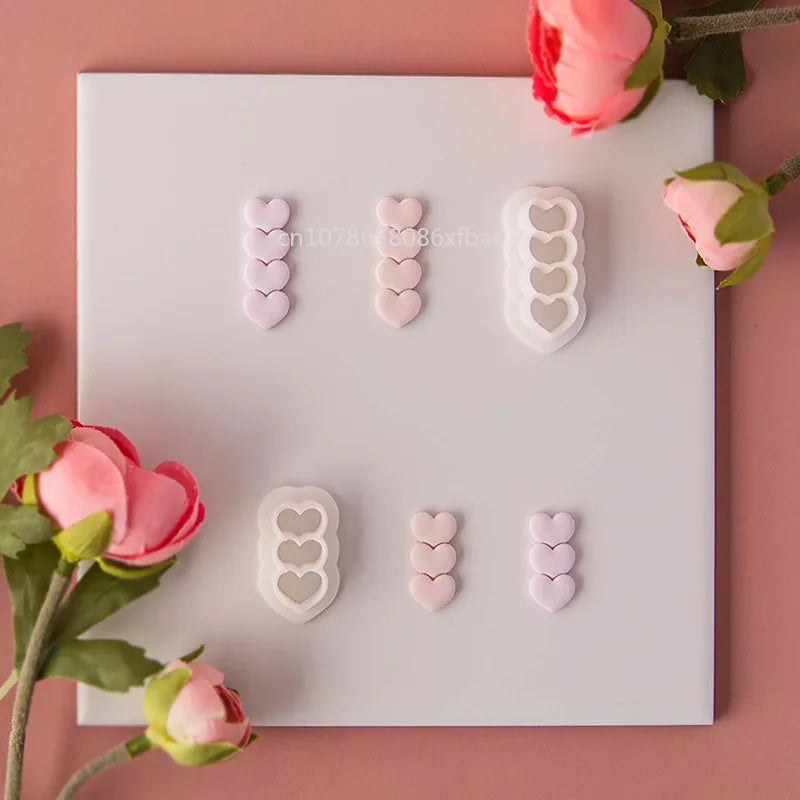 Valentine's Day Series Soft Ceramic Clay Molds Heart Jewelry Pendant Shape Cutting Mold DIY Polymer Clay Cutters Handmade Tools