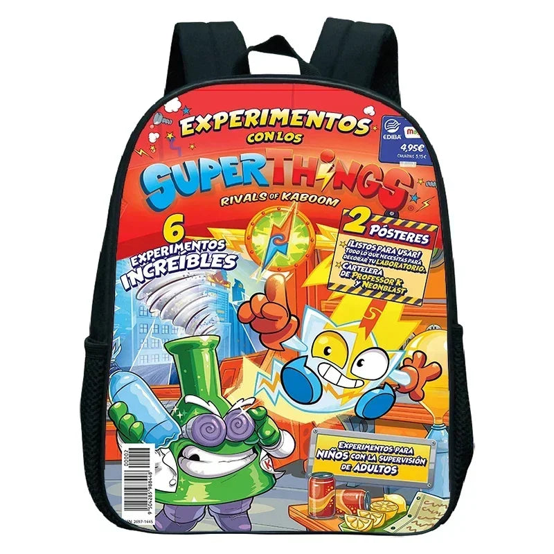 SuperThings Backpack Toddler Cartoon Schoolbag Boys Girls Kindergarten Bag Waterproof Kids Bookbag 12 Inch