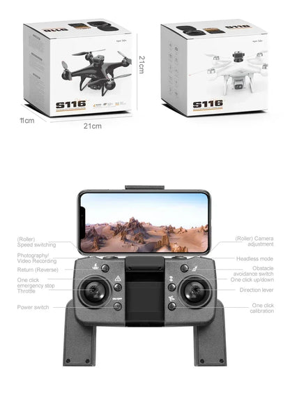 S116 MAX FPV Drone Triple Battery Dual 8K HD Cameras Optical Flow Positioning WIFI Real-Time Transmission 360° Smart Avoidance