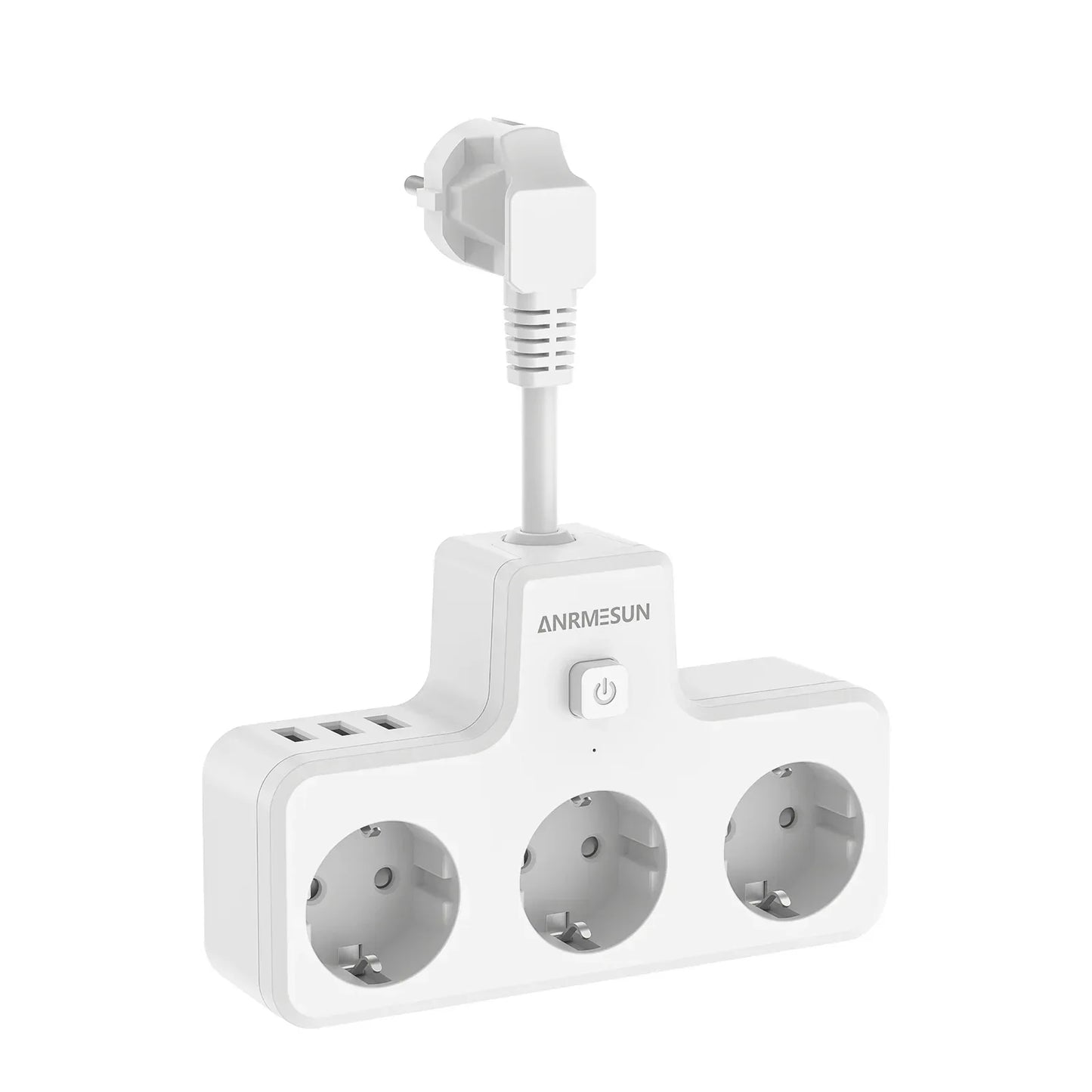 3840W EU Plug Power Strip with 2USB-A and Type-C Fast Charging Outlets Adapter Electrical Socket 250V 16A with Expansion Cable