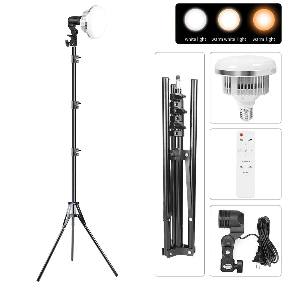 85W LED Photographic Lighting Bulbs E27 Base Lamp With Remote Control Dimmable Daylight Bulb For Photo Studio Softbox