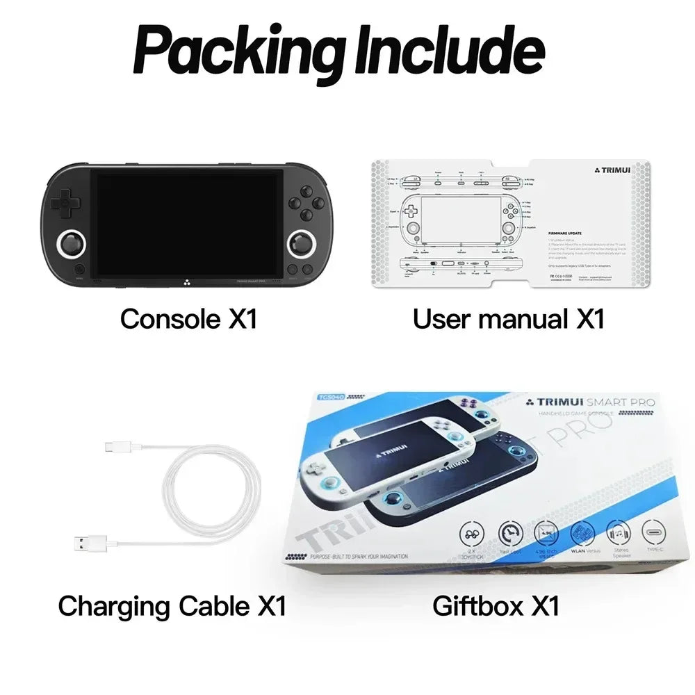 AMPOWN Trimui Smart Pro Consoles 4.96'' IPS Screen Handheld Game Players Linux System Emulator Portable Console Retro Video Game