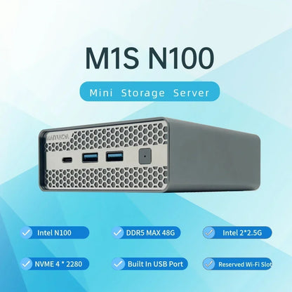 SZBOX M1S Intel N100/N150 MINI PC Windows 11 Pro DDR5 4800MHz 4*M.2 SSD RJ45 4k HD Desktop DIY NAS Host Metal Case Soft Router