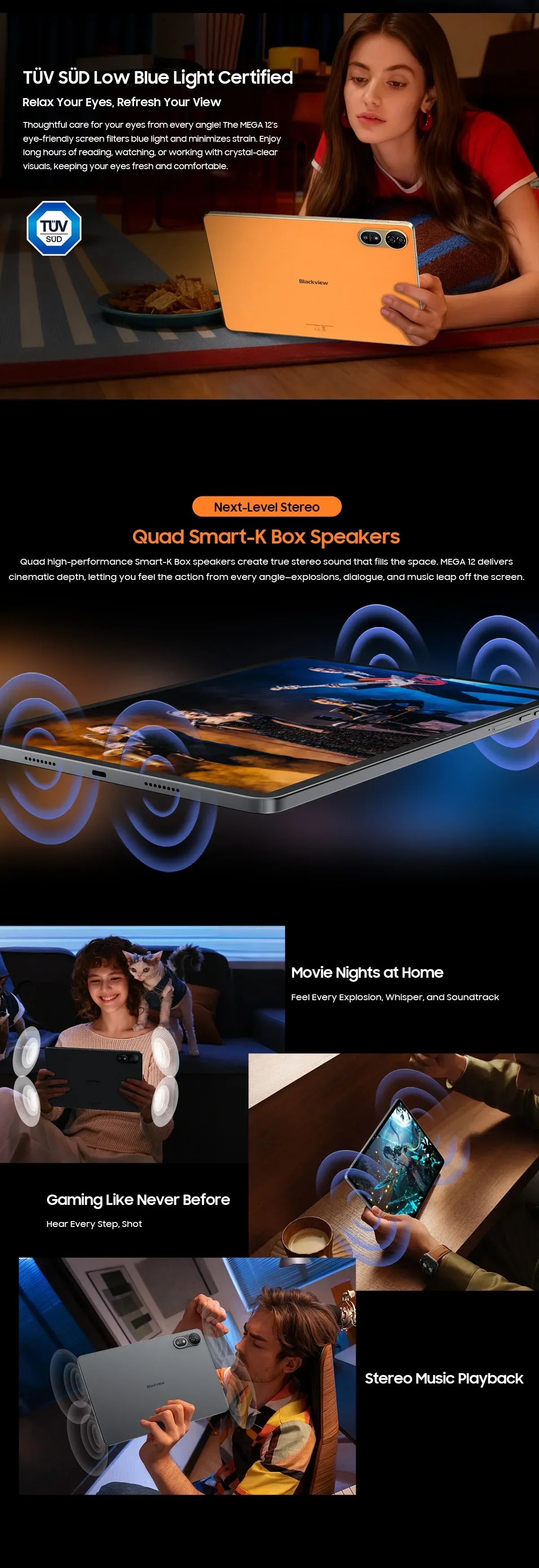 Blackview MEGA 12 Tablet 5G 12.2" 2.4K 120Hz Display Dimensity 7200 CPU IP69K Waterproof 50MP Camera 10000mAh Pad PC