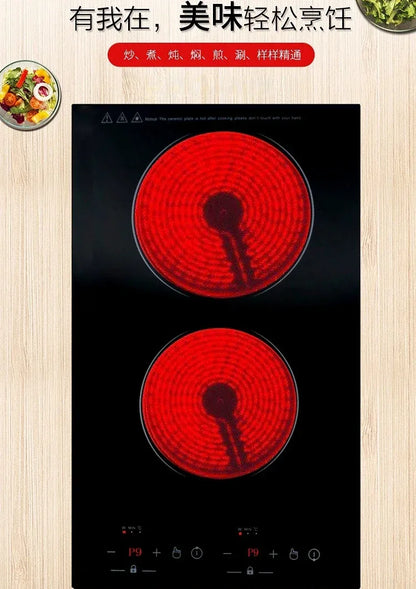 Kitchen 2 Rings Ceramic Cooker Induction Cooktop Double Electric Cooker Hob Heating Cooker Electric Stove Vertical Cooking Plate
