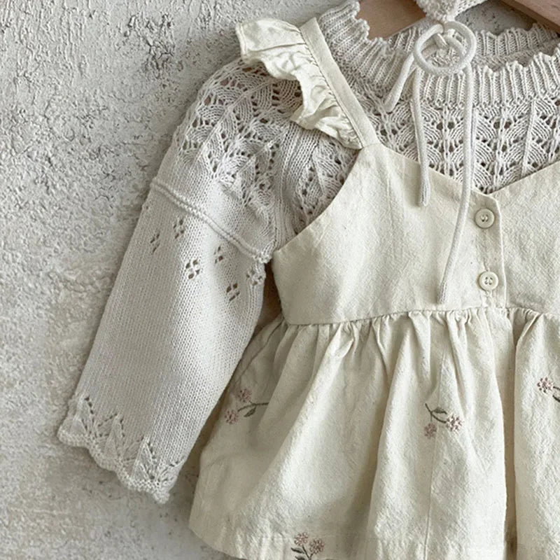 MILANCEL Baby Girl Summer Set Toddler Embroidered Ruffle Dress Top Shorts 2pcs