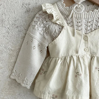 MILANCEL Baby Girl Summer Set Toddler Embroidered Ruffle Dress Top Shorts 2pcs