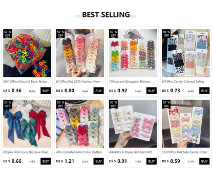 10pcs Red Colors New Year Girls Crown Butterfly Children Hairbands No Harm Cartoon Towel Rope Ponytail Holder Kids Rubber Band