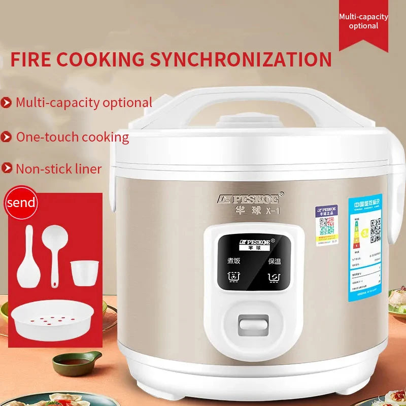 Peskoe Mini Rice Cooker Non-Stick Surface Old-Fashioned 1-2-3 Person Multi-Function Household Cooking Appliance 2L 3L 4L 5L