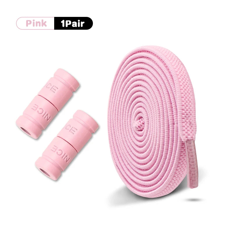 Elastic Laces Sneakers No Tie Shoe laces Colorful Capsule Lock Shoelaces Without ties Kids Adult 0.6cm Flat Shoelace 1Pair/2Pair