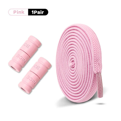 Elastic Laces Sneakers No Tie Shoe laces Colorful Capsule Lock Shoelaces Without ties Kids Adult 0.6cm Flat Shoelace 1Pair/2Pair