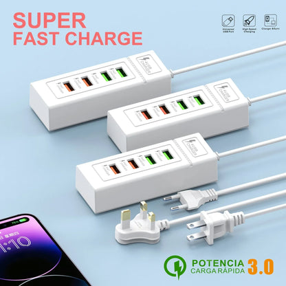4 Ports USB Fast Charging Charger Type C Wall Charger For iPhone Samsung Xiaomi Huawei Phone Charger EU/US/UK Plug Power Adapter