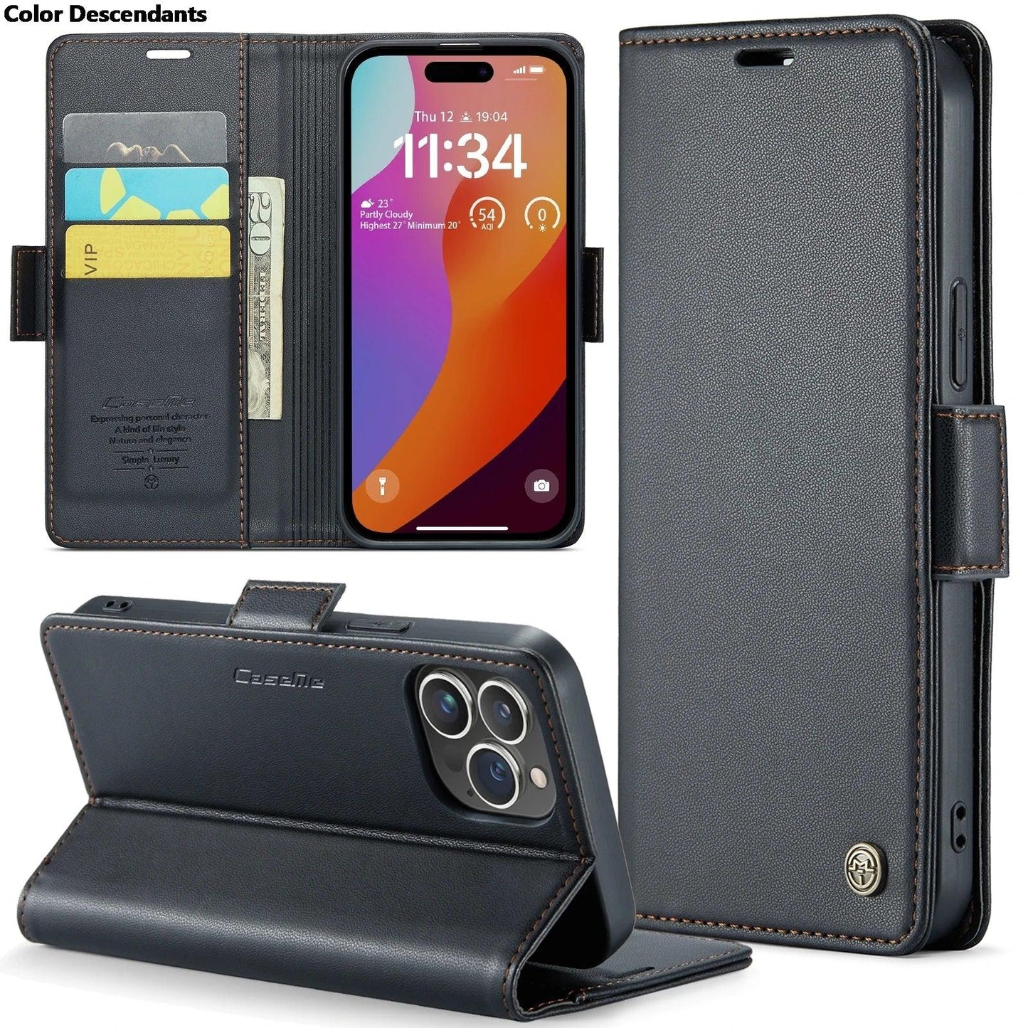 Iphone 15 Pro Max Case Iphone 13 14 12 11 Pro Max SE X XR XS Max 8 7 6 6S Plus Card Slot High-grade Leather Cover Phone Case