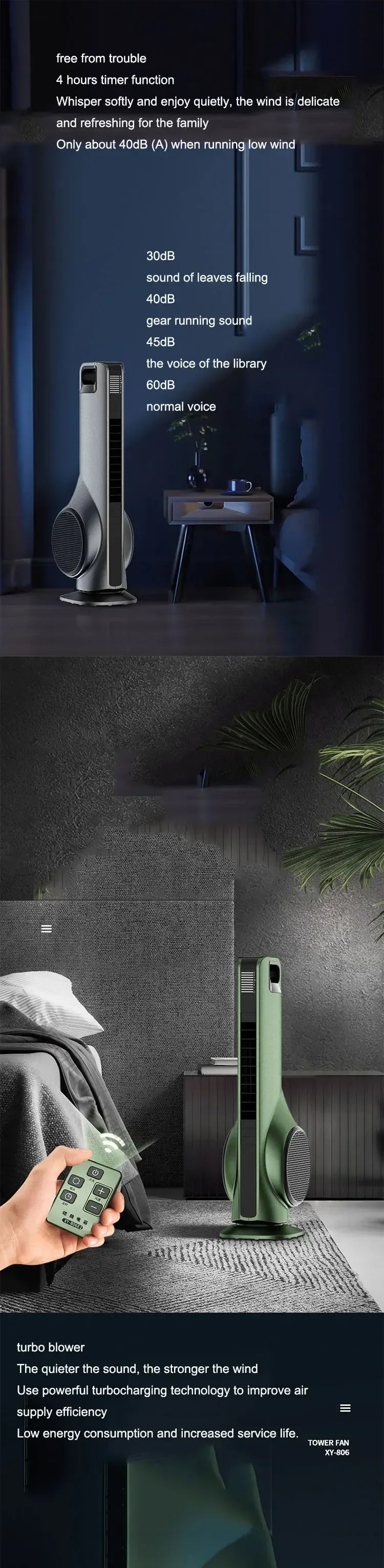 Portable 220v Leafless Electric Fan Tower Air Conditioning Fan Bedroom Silent Remote Control Indoor Purification Air Circulation