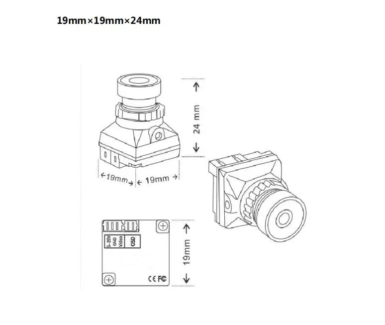 1/3 CMOS 1500TVL Mini FPV-camera met 2,1 mm lens 5V-30V PAL / NTSC Interne OSD verstelbaar voor RC FPV Racing Drone