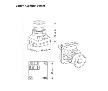 1/3 CMOS 1500TVL Mini FPV-camera met 2,1 mm lens 5V-30V PAL / NTSC Interne OSD verstelbaar voor RC FPV Racing Drone
