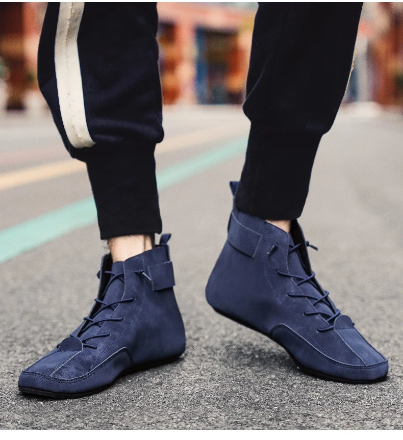 YRZL Men's Shoes Ankle Boots Lightweight Anti-slip Man Casual Walking Shoes Soft Soles Comfortable Breathable Blue Shoes for Men
