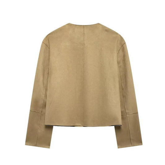 MUJER 2025 Suede Jacket Women Autumn Button Outerwears Long Sleeve Oversized Jackets for Women Streetwear Casual Overcoat Female