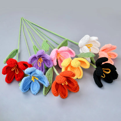 1pc Crocheted Tulip Bouquet, Knitted Tulip Flower Bouquet for DIY Valentine's Day, Christmas, Mother's Day, Father's Day Decro