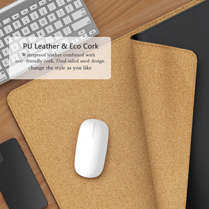 Dual Sided Desk Mat,Leather Desk Pad,Black Cork Desk Mat Protector,Large Mouse Pad,Desk Writing Pad for Office and Home