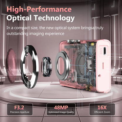 4K Digital Camera Autofocus Vlogging Camera HD 48MP with 2.8" Large Screen Camcorder Camera for Photography for Kid Adult