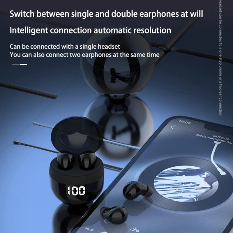 Écouteurs intra-auriculaires invisibles TWS Mini sans fil Bluetooth 5.3 avec microphone et réduction de bruit pour téléphone