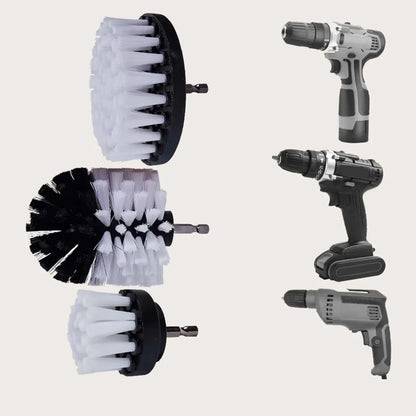 3Pcs/Set Electric Scrubber Brush Drill Brush Kit Plastic Round Cleaning Brush for Carpet Glass Car Tires Nylon Brushes