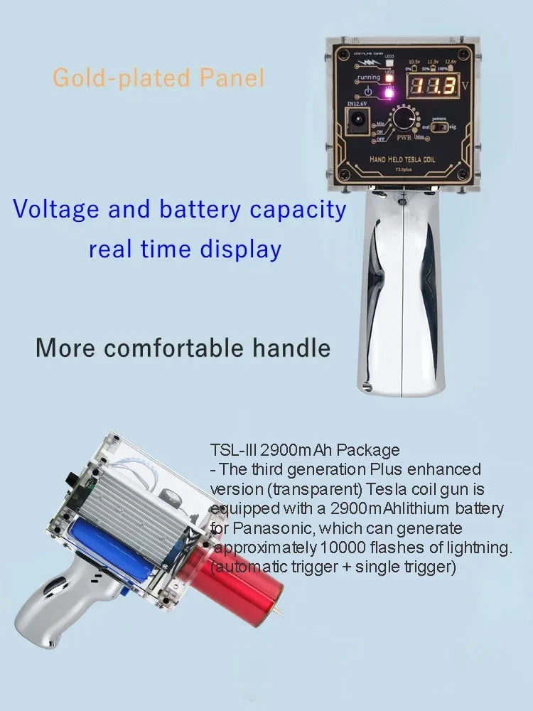 Third Generation Plus Official Enhanced Version 80W 6A Tesla Coil Gun Handheld Magnetic Energy Generator with Power Adapter