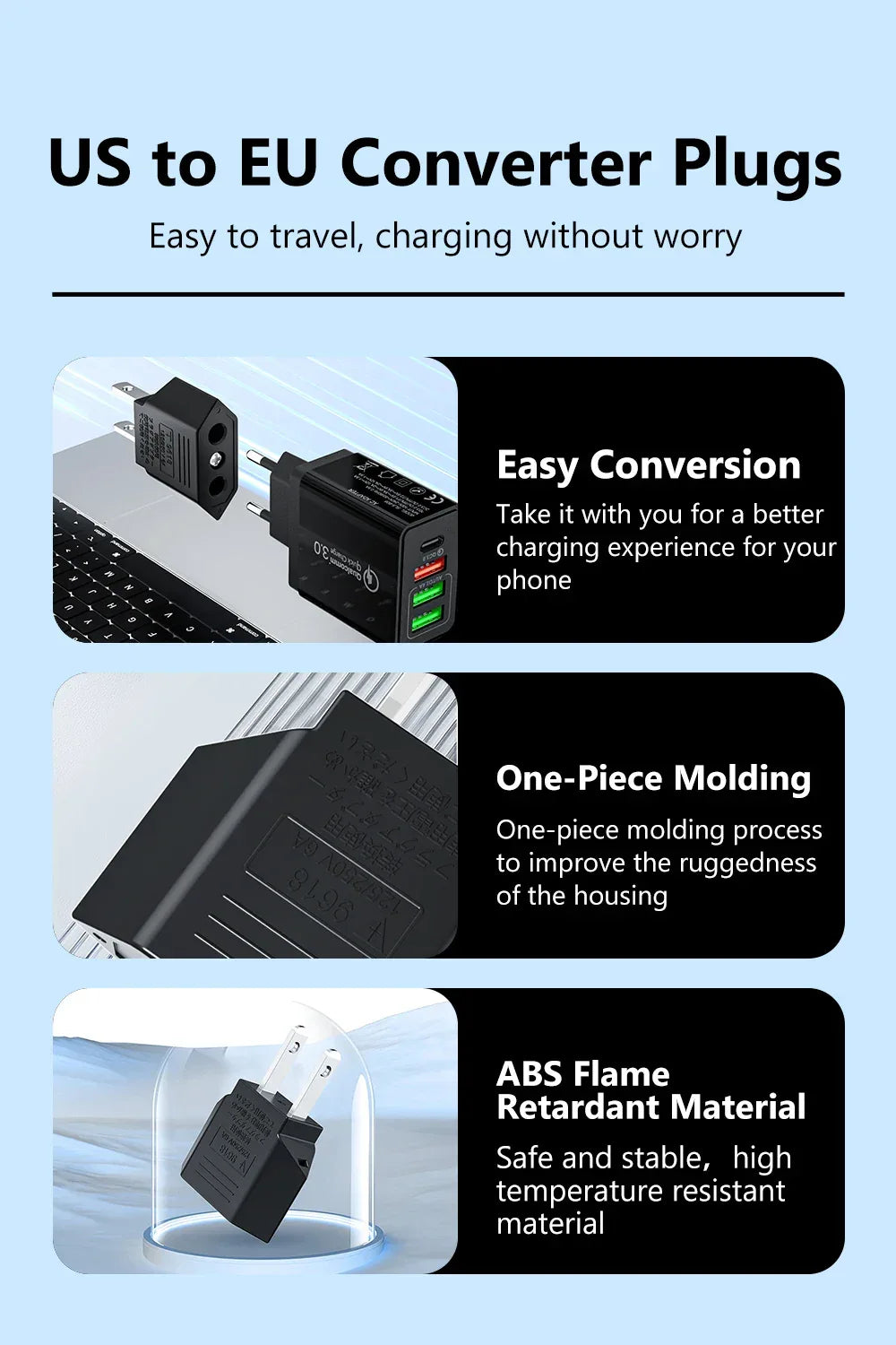US Plug Adapter US to EU Plug Adapter European EU To US JP CN Power Adapter Electrical Plug Converter Sockets AC Charger Outlet