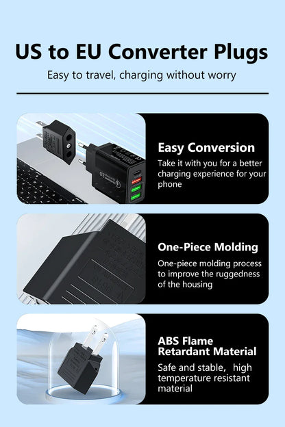 US Plug Adapter US to EU Plug Adapter European EU To US JP CN Power Adapter Electrical Plug Converter Sockets AC Charger Outlet