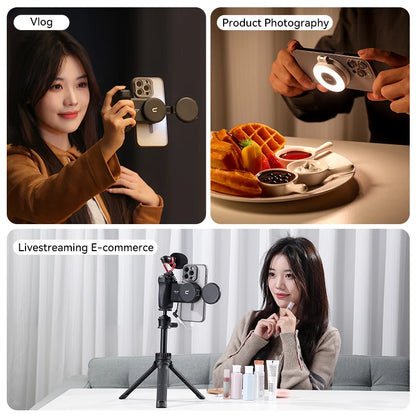 Ulanzi LM19 Bi-color MagSafe Light Phone Stand for iPhone 15 14 13 12 Mini Pro Pro Max for Vlog Live-streaming Photography