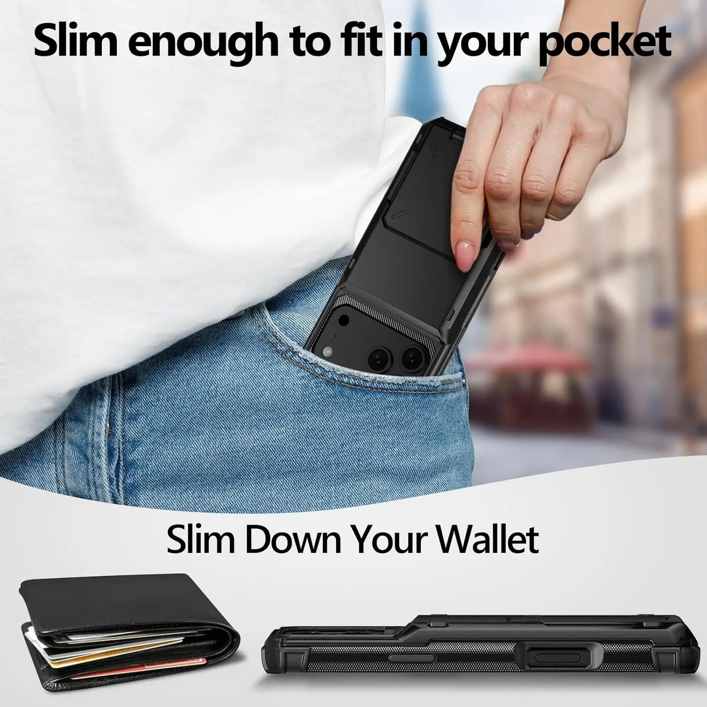 Case For iPhone 17 Pro Max 16 15 Pro Max 14 13 12 11 Heavy Duty Wallet Hidden Flip Slot Protective Hard Back Covers Coque Fundas