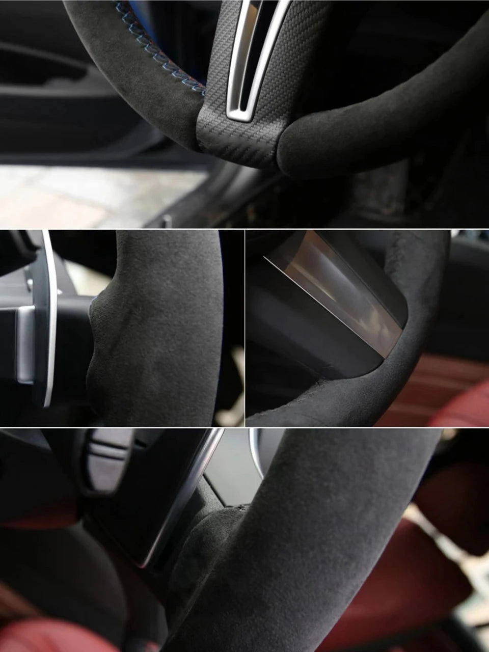 Hand Sewing Soft Suede Car Steering Wheel Cover For Seat Ibiza(6J)(FR/CUPRA) 2015 Mii FR Leather Original Steering Wheel Braid by PDG ibma