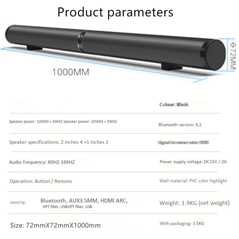TV Echo Wall Bluetooth Speaker Separate Integrated 6 Horn Desktop Subwoofer 3.5 MM Audio Interface Stereo Sound Home Speakers