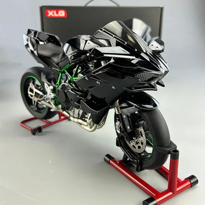 Large 1:6 Kawasaki H2R Bootable Sprayable Dynamic High Precision Alloy Motorcycle Model Diecast Sound Light Christmas Gift Box D