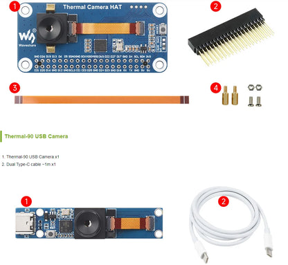 Long-wave IR Thermal Imaging Camera Module, Raspberry Pi IR Camera, 80×62 Pixels, Options for FOV and Connector