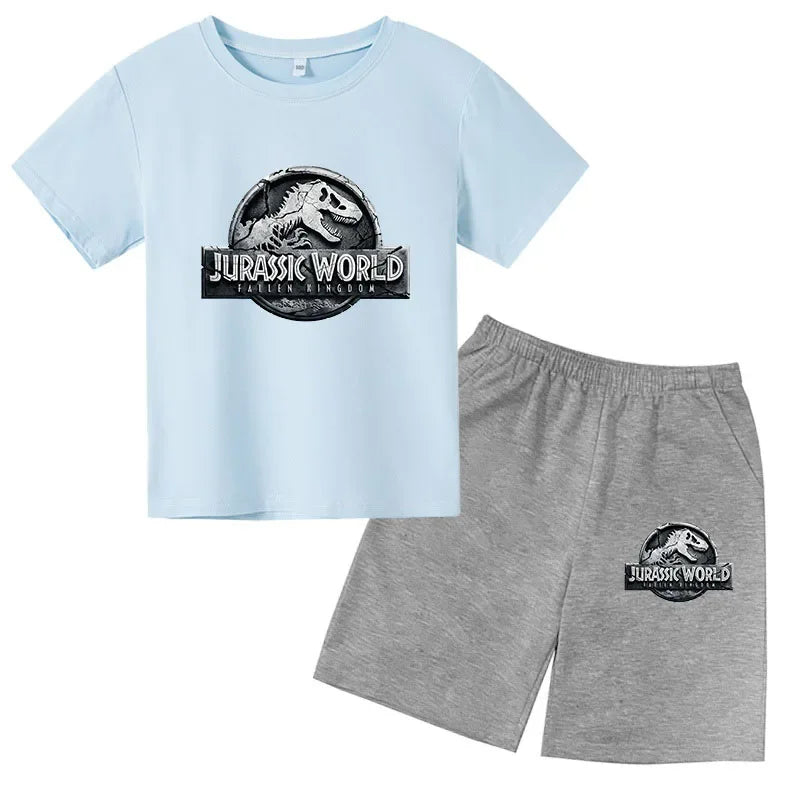 Summer Short Sleeve T Shirt +shorts 2 Piece Set Children Clothes Luxury Brand Print Sport Casual Fashion Boy Girl Kid Tracksuit